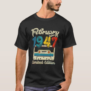 Retro February 1947 Cassette Tape 75Th Birthday De T-Shirt