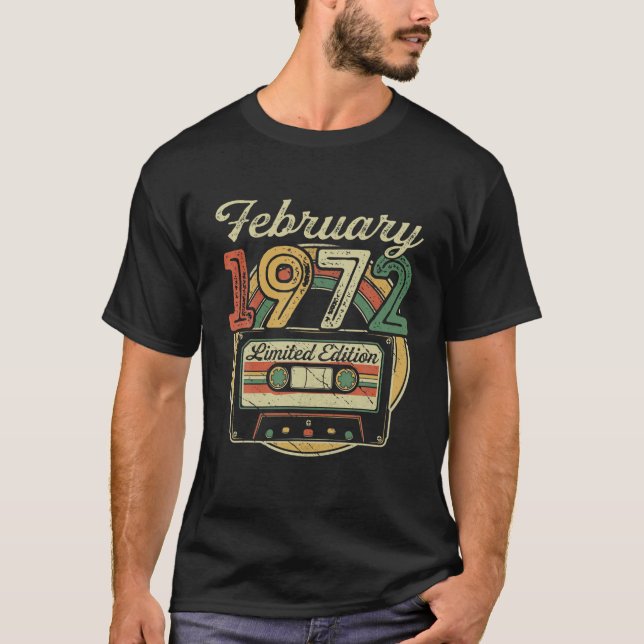 Retro February 1972 Cassette Tape 50Th Birthday De T-Shirt (Front)