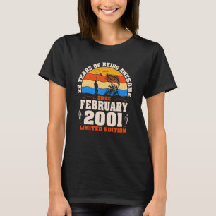 Retro February 2001 22 Year Old Fishing  22nd Birt T-Shirt