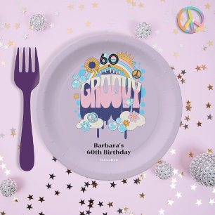 Retro Feeling Groovy 60th Birthday Party Paper Plates