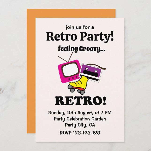 Retro Feeling Groovy Retro Invitation (Front/Back)
