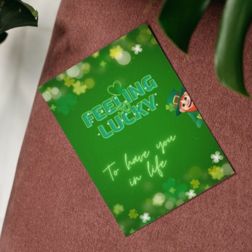  Retro Feeling Lucky St Patricks Day Holiday Card
