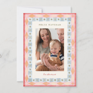 Retro Feliz Navidad Colorful Christmas Photo Holiday Card