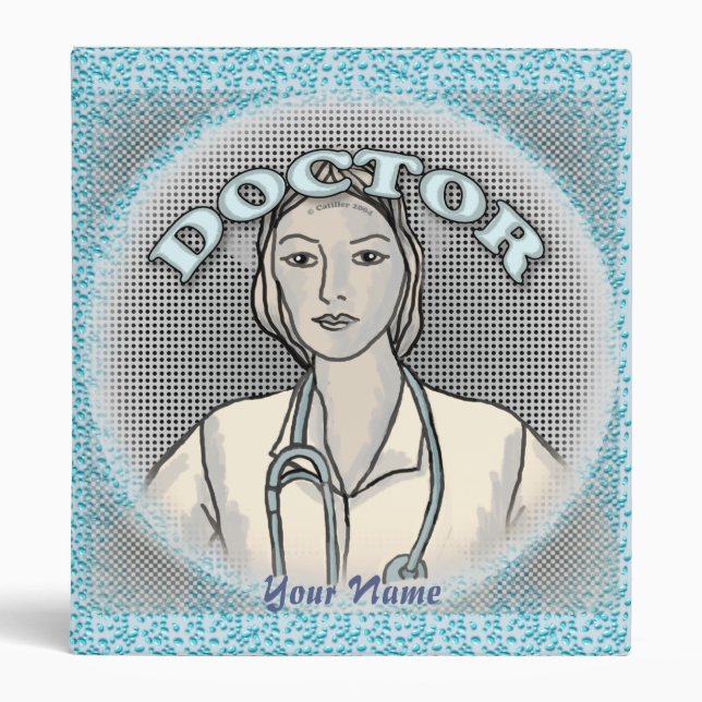 Retro female doctor  3 ring binder (Front)