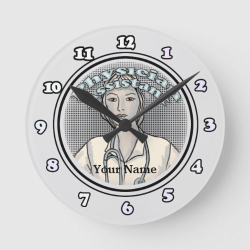 Retro Female Physician Assistant custom name clock