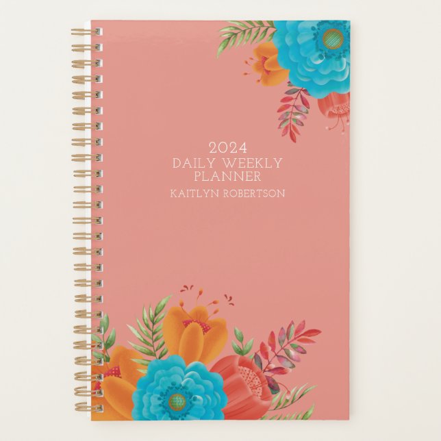 Retro Feminine Calendar Planner Undated Any Year (Front)