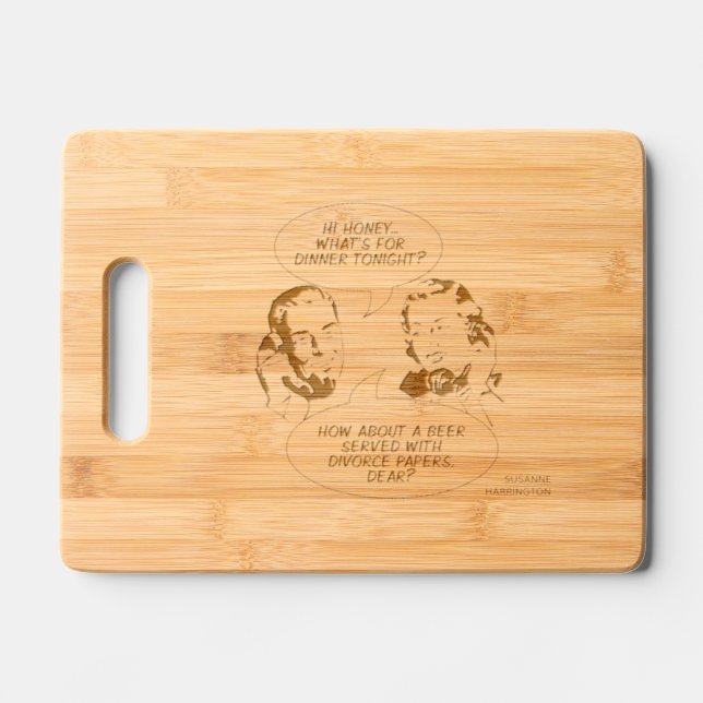 Retro Feminist Humor custom name Engraved Cutting Board (Front)