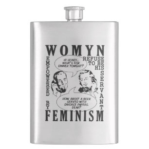 Retro Feminist Humor flask