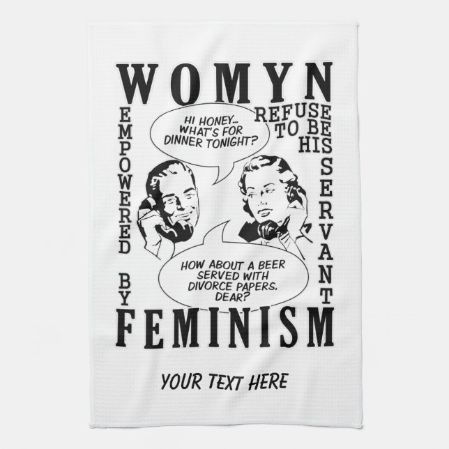 Retro Feminist Humor hand towels (Vertical)