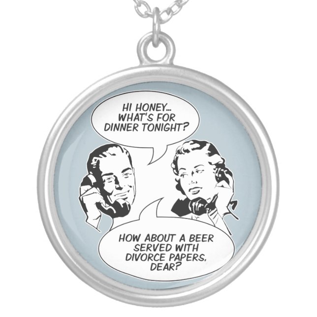 Retro Feminist Humor necklace (Front)