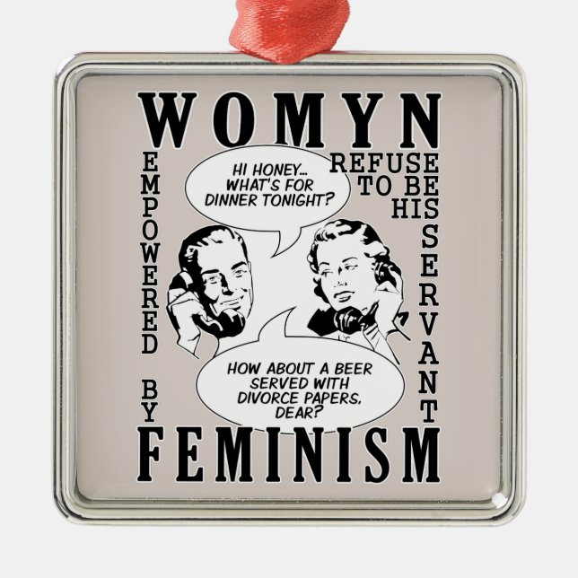 Retro Feminist Humor ornament (Front)
