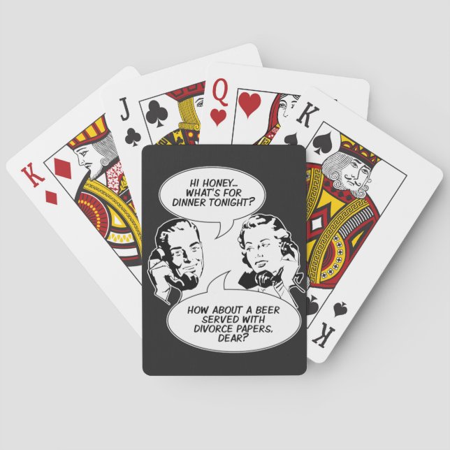 Retro Feminist Humor playing cards (Back)