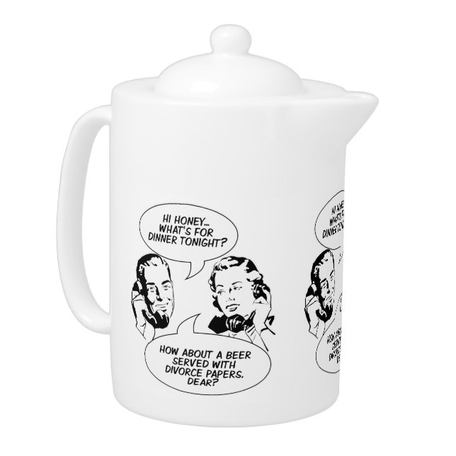 Retro Feminist Humor teapot (Left)
