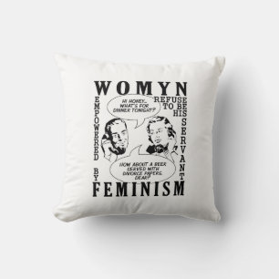 Retro Feminist Humor throw pillow