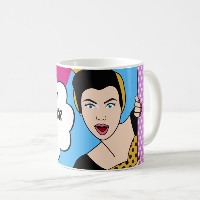 Retro Feminist Pop Art Equal Womens Rights Quote Coffee Mug (Front Right)