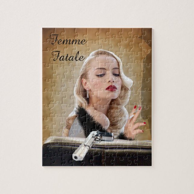Retro Femme Fatale Diva - Smoking and Guns Jigsaw Puzzle (Vertical)