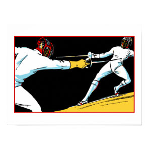 Retro fencing championship ad poster