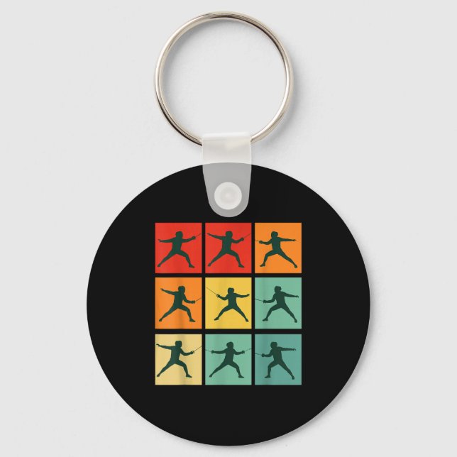 Retro Fencing For Christmas Srty Fencer Athlete  Keychain (Front)