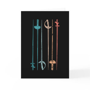 Retro Fencing Saber Sword Vintage Gift for Fencer Card