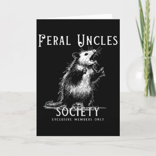 Retro Feral Uncle Society Funny Opossum Lovers Fat Card