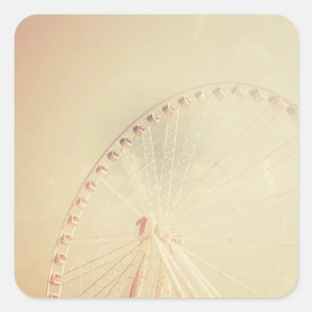 Retro Ferris Wheel Square Sticker (Front)