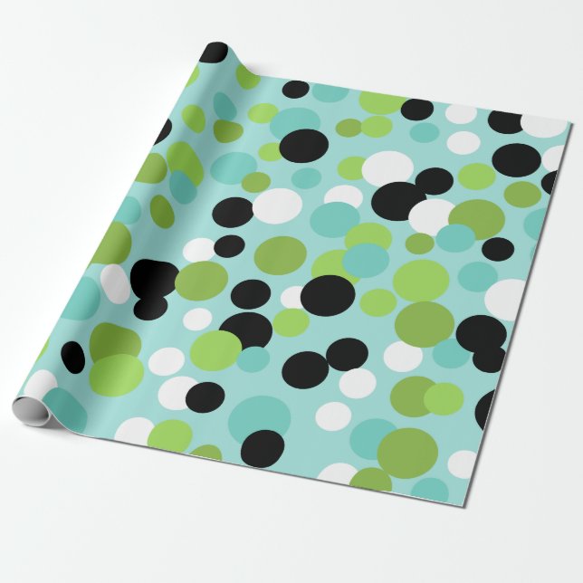 Retro Festive Polka Dots Wrapping Paper (Unrolled)