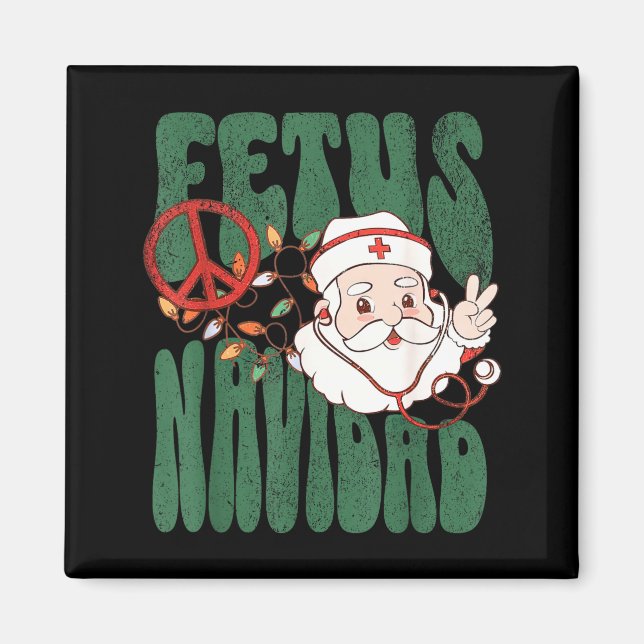 Retro Fetus Navidad Santa Claus Christmas Obgyn Nu Magnet (Front)