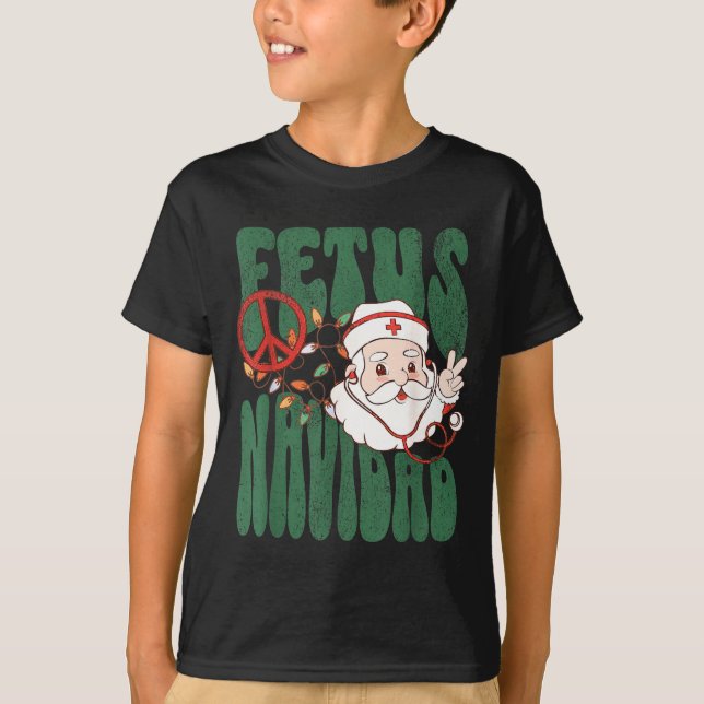 Retro Fetus Navidad Santa Claus Christmas Obgyn Nu T-Shirt (Front)