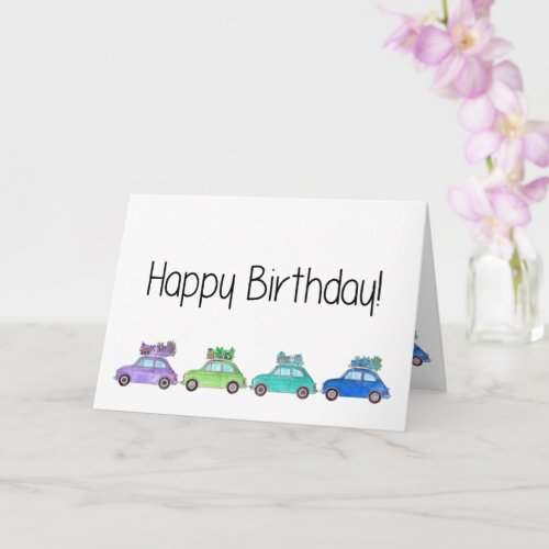 Retro Fiat 500s Birthday Card