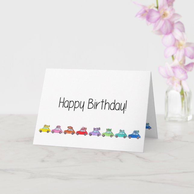 Retro Fiat 500´s Birthday Card (Orchid)