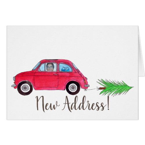 Retro Fiat New Address Christmas car customizable