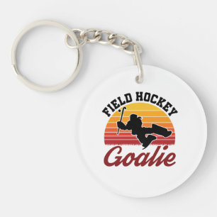 Retro Field Hockey Goalie Player Keychain