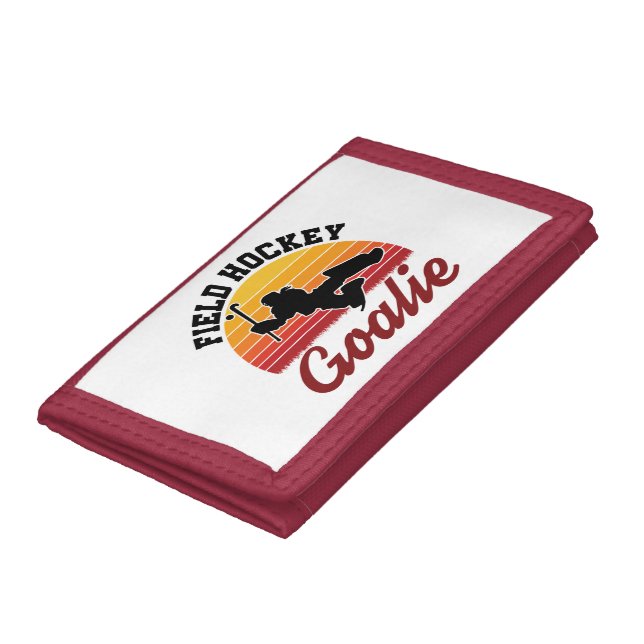 Retro Field Hockey Goalie Player Trifold Wallet (Bottom)