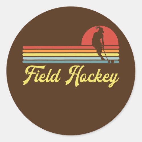 Retro Field Hockey Women  Classic Round Sticker