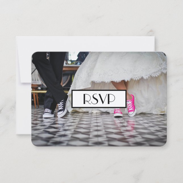 Retro Fifties Diner wedding couple RSVP Card (Front)