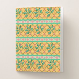Retro Fifties Sixties Wallpaper, Green Gold Pink Pocket Folder