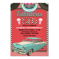 Retro Fifties Vintage Classic Car 50's 50 Party Invitation