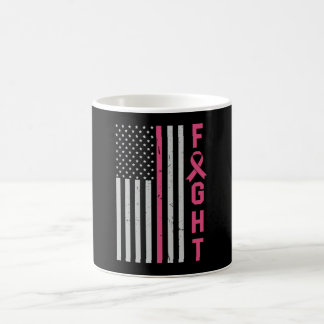 Retro Fight American Flag Breast Cancer Awareness Coffee Mug