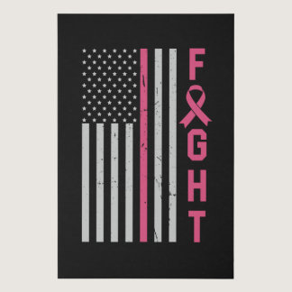 Retro Fight American Flag Breast Cancer Awareness Faux Canvas Print