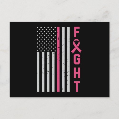 Retro Fight American Flag Breast Cancer Awareness Postcard
