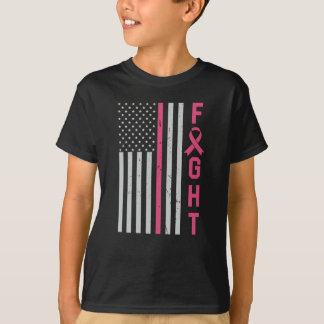 Retro Fight American Flag Breast Cancer Awareness T-Shirt