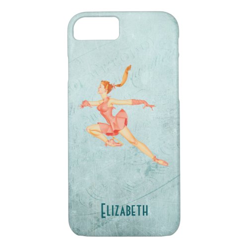 Retro Figure Skater In A Pink Outfit Personalized iPhone 87 Case