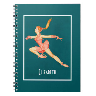 Retro Figure Skater In A Pink Outfit Personalized Notebook