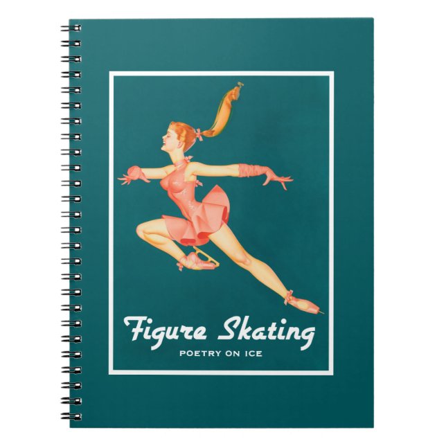 Retro Figure Skater Poetry On Ice Notebook (Front)