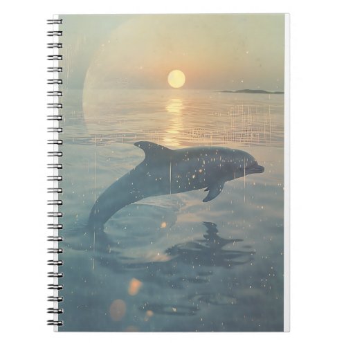 Retro film Dolphin jumping Sunset Notebook