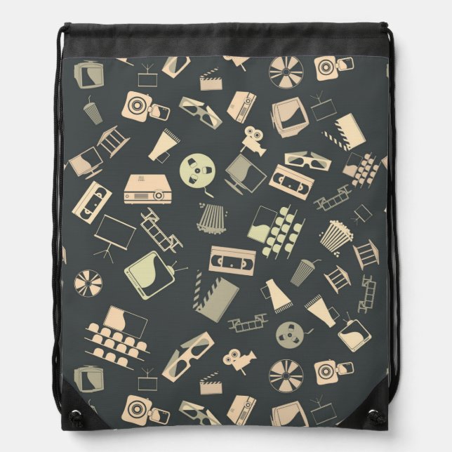 Retro film elements pattern drawstring bag (Front)