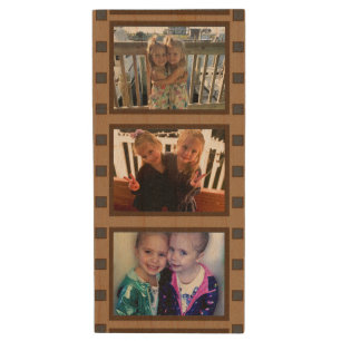 Retro Film Strip Custom Photo Wood Flash Drive