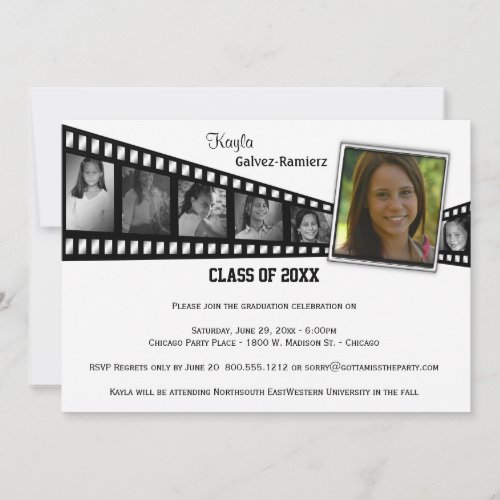 Retro Film Strip Graduation Party Photo Invite