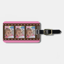 Retro Film Strip Up to 3 Portrait Photos on Pink