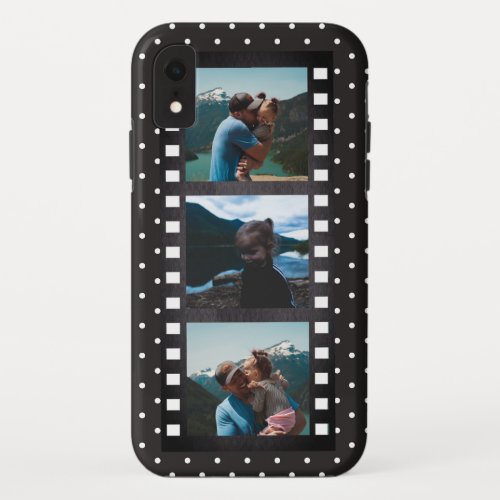 Retro Filmstrip Black Polka Dot Photo Collage iPhone XR Case